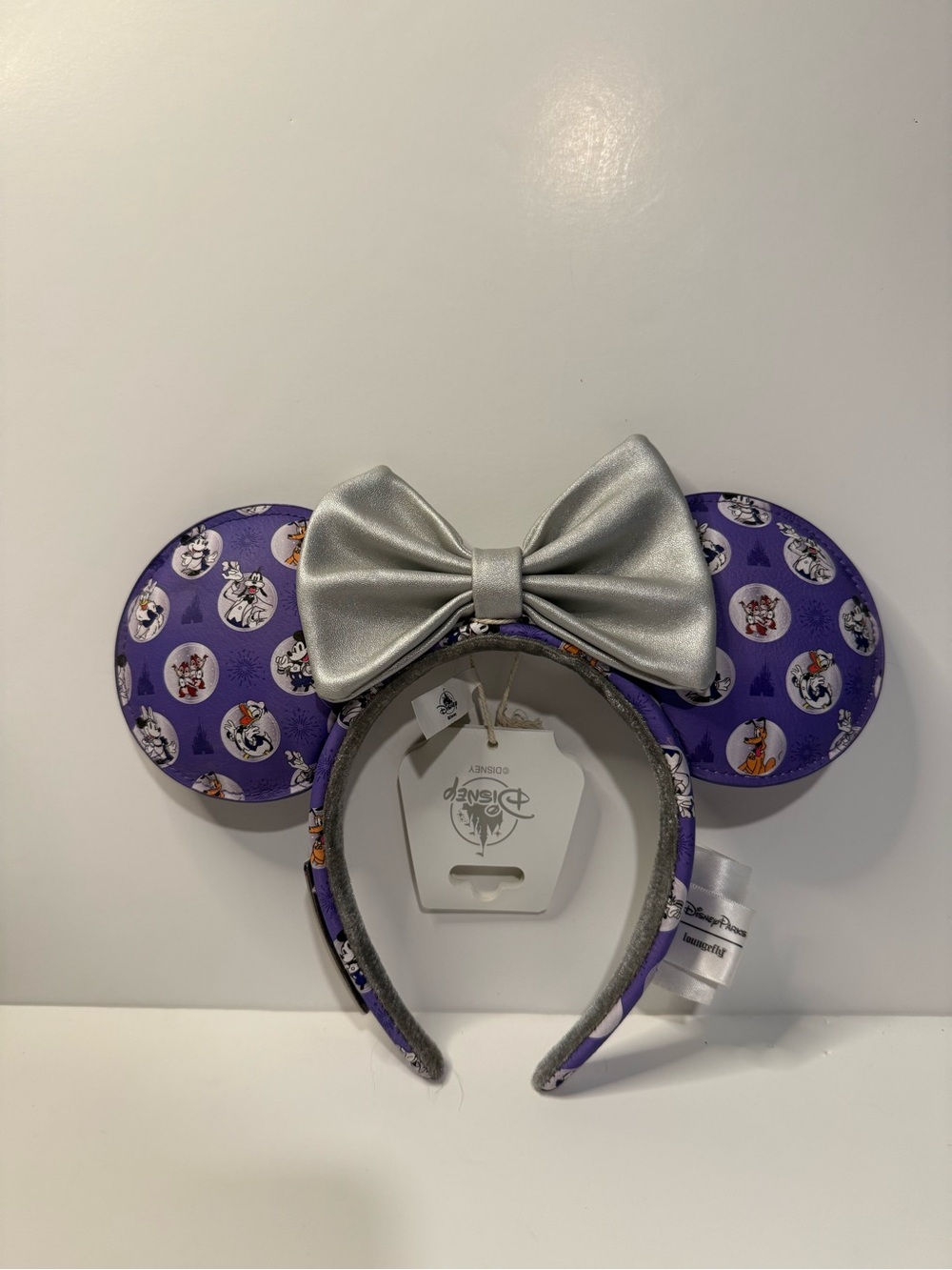 Loungefly Purple Character-Print Minnie Ear Headband with Silver Bow